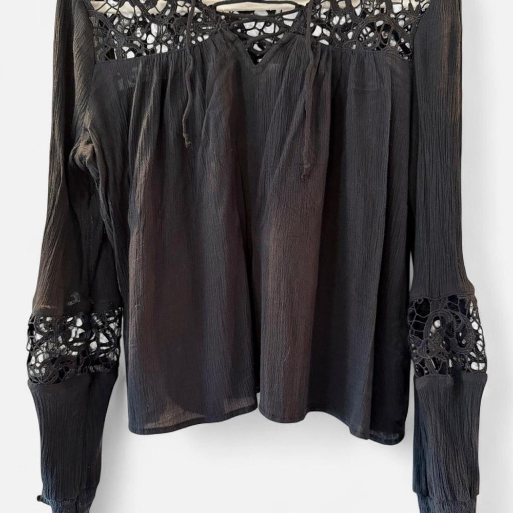 Hollister Black Lace Detail Blouse